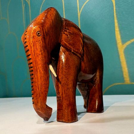 Handcrafted Wood Elephant Figurine for Table Decor